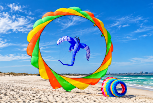 Rainbow Kite Symphony by the Sea
