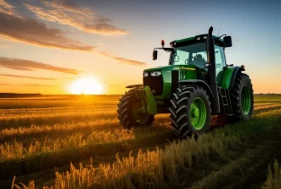 sunset-tractor-plowing-stockcake